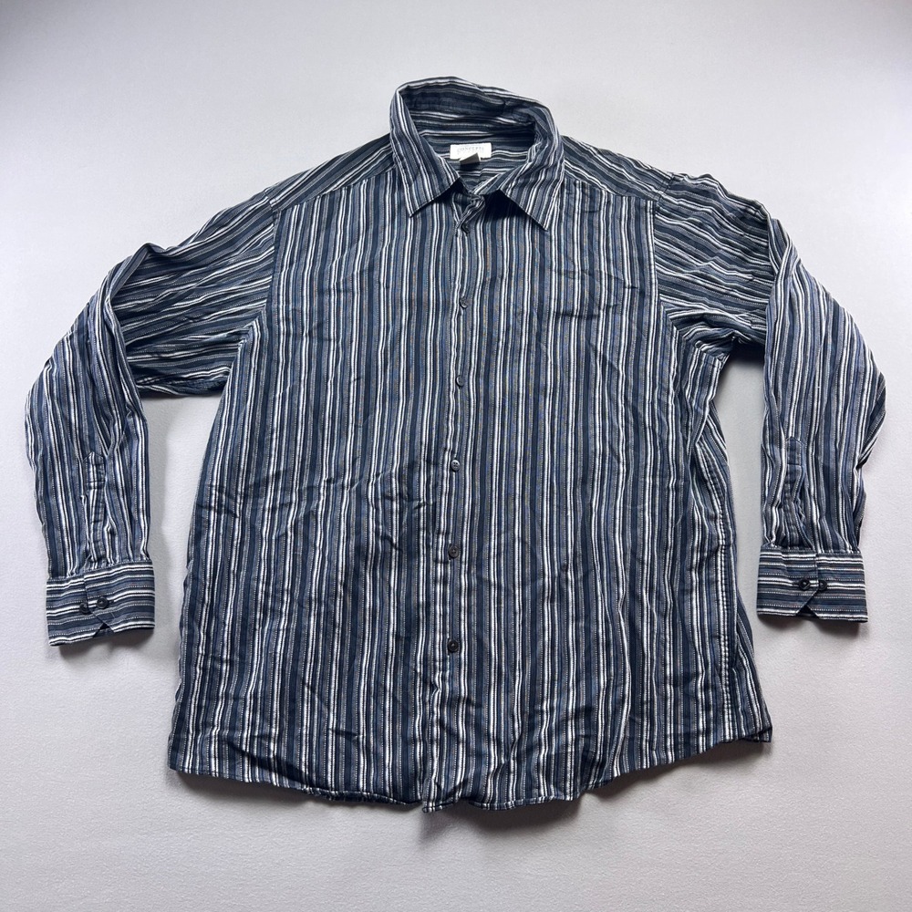 Concepts By Claiborne Shirt Mens XL Multi Striped Cotton Long Sleeve Button Up